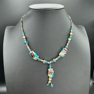 Vintage Women Multicolor Acetate Beads Fashion Statement Necklace